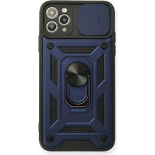 Apple iPhone 11 Pro Max Uyumlu Kılıf Pars Lens Yüzüklü Silikon - Lacivert