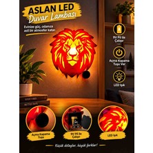 ALPSE3D Aslan LED Duvar Lambası | 3D Dekoratif 9V Pilli Aydınlatma