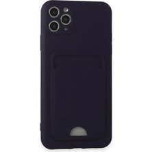 Apple iPhone 11 Pro Max Uyumlu Kılıf Kelvin Kartvizitli Silikon - Derin Mor