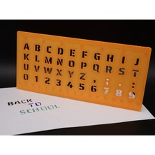3D Baskı Alfabe, Rakam ve Cetvel Şablonu - Yazı Çizim Kalıbı - Turuncu