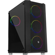 Esranın Dünyası Frisby Panda FC-9405G 650W 80+ 4X120MM Double Slim Ring Rgb Fan Temperli Cam Mesh USB 3.0 Atx Mid-Tower Gaming (Oyuncu) Kasa