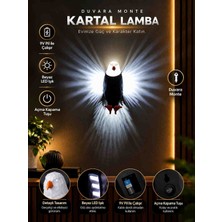Duvara Monte Kartal LED Lamba 9V Pil Beyaz Işık Açma Kapama Tuşlu Dekoratif Duvar Aydınlatma
