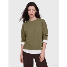 Lc Waikiki Yeni Sezon Haki Bisiklet Yaka Oversize Kadın Sweatshirt