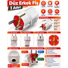 Arvia Topraklı Fiş Düz Beyaz 16 Amper 220 Volt IP20 (Erkek Fiş)