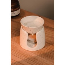Esranın Dünyası Love Bundles Beyaz Özel Tasarım Seramik El Yapımı Buhurdanlık | Mumluk | Dekoratif (1 Adet Tealight Mum Ile) Krem