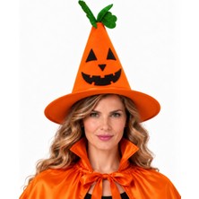 Kostüm Sarayı Halloween Bal Kabağı Cadı Şapkası Yetişkin