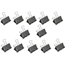 12'li Linea Binder Clips 19 mm Siyah Renkli Kırtasiye Ürünü Güçlü Tutma Özelliği