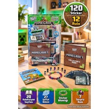 Toyfest Minecraft Sticker Koleksiyon Kitabı Bileklik Seti 120 Çıkartma 12 Rulo Aktivite Seti