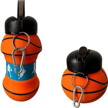Basketbol ve Tenis Topu Şeklinde Katlanabilir Matara, 0.5l Silikon Spor Su Şişesi, Taşınabilir ve Hafif (Basketbol)
