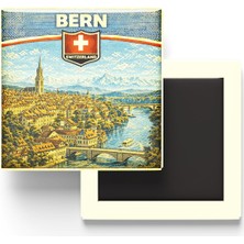 Retro Isviçre Bern Şehri Temalı Vintage Buzdolap Magneti – 9x9 cm