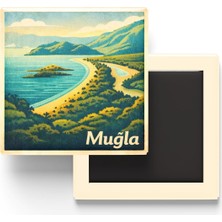 Muğla - Ölüdeniz - Baskılı Buzdolap Magneti Kare - 9x9 cm