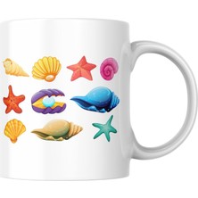 Denizkabuğu Baskılı Kupa Bardak Hediyelik Çay Kahve Kupası Coffee Mug