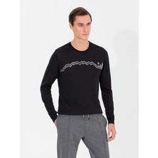 Cacharel Black Slim Fit Crew Neck Knit Sweater