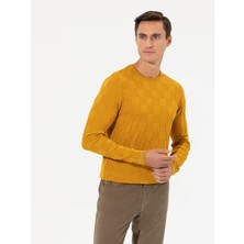 Cacharel Yellow Slim Fit Wool Blend Crew Neck Knit Sweater