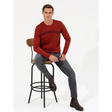 Cacharel Brick Slim Fit Crew Neck Knit Sweater
