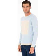 Cacharel Light Blue Slim Fit Wool Blend Crew Neck Knit Sweater