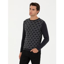 Cacharel Anthracite Slim Fit Crew Neck Knit Sweater