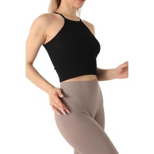 Doremi Seamless Örme Halter Yaka Büstiyer Siyah S-M