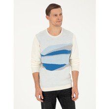 Cacharel White Slim Fit Wool Blend Crew Neck Knit Sweater