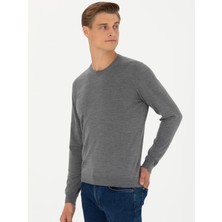Cacharel Grey Slim Fit Cashmere Silk Blend Crew Neck Knit Sweater