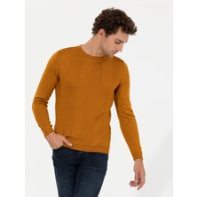 Cacharel Yellow Slim Fit Cotton Blend Crew Neck Knit Sweater