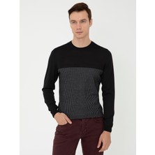 Cacharel Black Slim Fit Crew Neck Knit Sweater