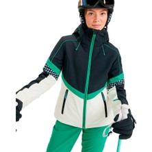 Quiksilver ERJTJ03512-PEAK Chıc Softshell Jk Siyah Desenli Kadın Waterproof Kayak Montu