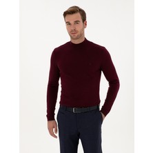 Cacharel Burgundy Slim Fit Cotton Blend Half Turtleneck Knit Sweater