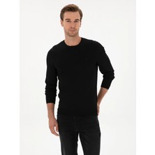 Cacharel Black Slim Fit Crew Neck Knit Sweater
