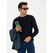 Cacharel Navy Slim Fit Crew Neck Knit Sweater