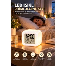 Etorva Store Dijital Ekranlı Küp Saat LED Işıklı Alarm ve Sıcaklık Göstergeli