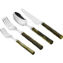 LuckyArt Lucky Art Foresta 16-Piece Stainless Steel Cutlery Set Green