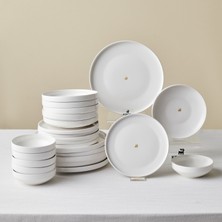 Karaca Stream Bone Saturn Logo 24-Piece Dinnerware Set For 6