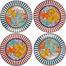 LuckyArt Lucky Art Paisley Bone Round Serving Plate Set Of 4 27 cm