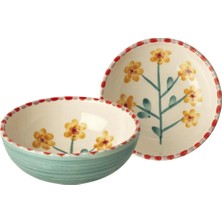 Rice Handmade Ceramic Bowl - Yellow Flower