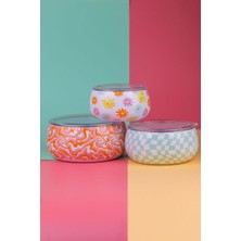 Emaylab Selge 3-Piece Enamel Chubby Storage Container Set (Suitable For All Stove Types) Retro Hippie