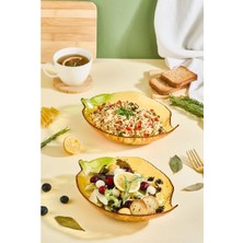 Lora Bianca Citrus Large Lemon-Shaped Glass Salad/meze Serving Bowl Set Of 2