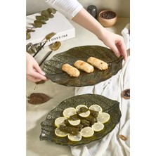 Lora Bianca Liva 2-Piece Leaf-Shaped Glass Serving And Presentation Plate, Appetizer, Dessert & Decorative Serving Set - 2 Pcs