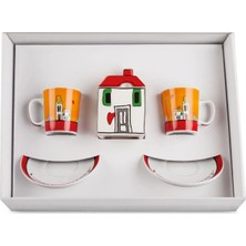 Egan Italy Le Casette Set Of 2 Coffee Cups And Sugar Bowl Red