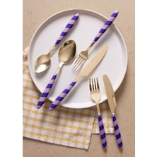 The Mia Joy Cutlery Set Purple Gold 36 Pieces