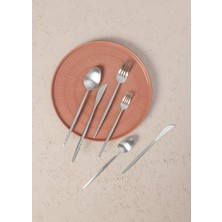The Mia Shiny Cutlery Set Matte Silver 24 Pieces