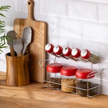 Emsan Simple Spice Jar Set With Stand, 8 Pieces