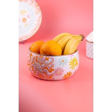 Emaylab Retro Hippi Decorative Enamel Salad And Serving Bowl