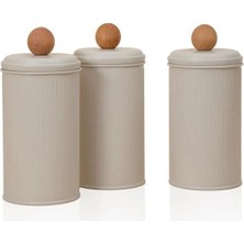 The Mia Stripe Tea Coffee Sugar Canister Beige 1,20 Lt