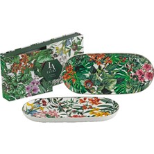LuckyArt Lucky Art Violette Bone Set Of 2 Oval Serving Platters 34 cm