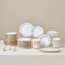 Karaca Royal Bone Diana 55-Piece Dinnerware Set For 12 People Gold