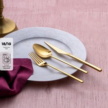 Emsan Alba 18-Piece Shiny Gold Boxed Dinner Cutlery Set