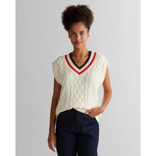 Gant Women's Cream Relaxed Fit V-Neck Knit Sweater