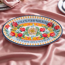 Baci Milano Dolce Farniente Melamine Oval Serving Platter / Tray 35 x 55 cm