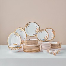 Karaca Royal Bone Golden Palms 55-Piece Dinnerware Set For 12 People